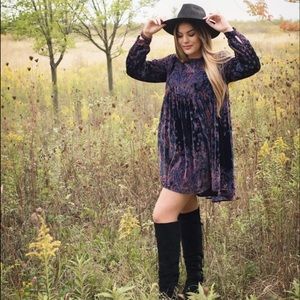 Free People Mirror Mirror Velvet Mini in beautiful blue tones